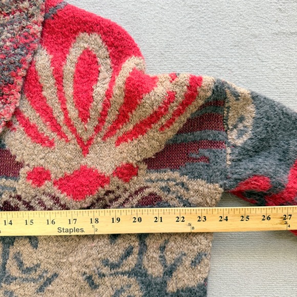 Free People Womens Intarsia Knit Oversized Cardigan Sweater Size M/L Boho - Picture 7 of 9